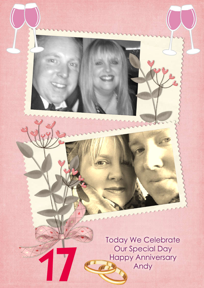 Scrapbook Style Anniversary Card - card made with Crafty Bob's Card Creator