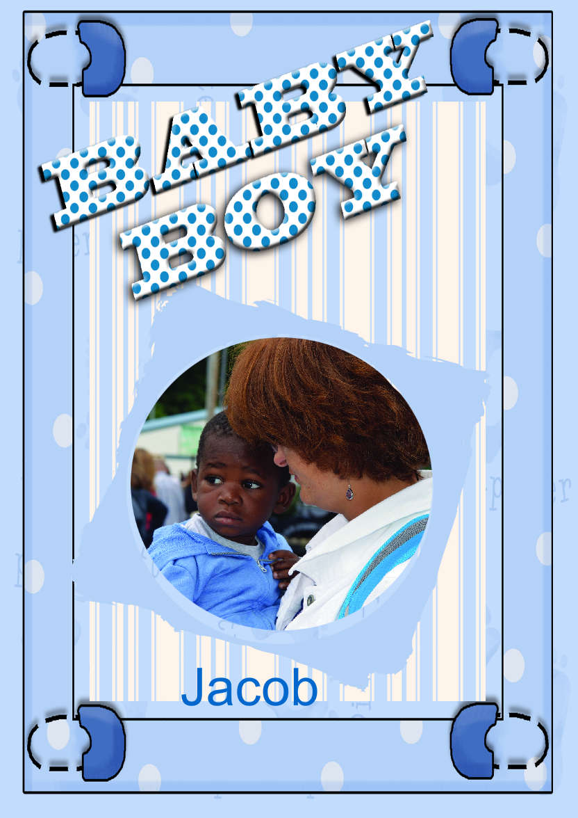 Baby Boy Celebrations - card made with Crafty Bob's Card Creator