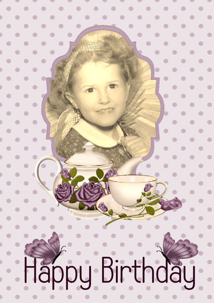 Birthday Tea Time - card made with Crafty Bob's Card Creator