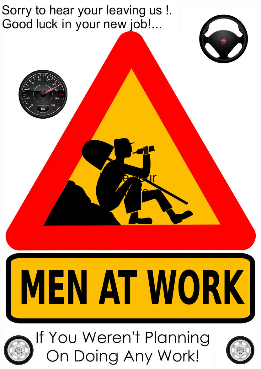 Men at Work Humorous Card Front - card made with Crafty Bob's Card Creator