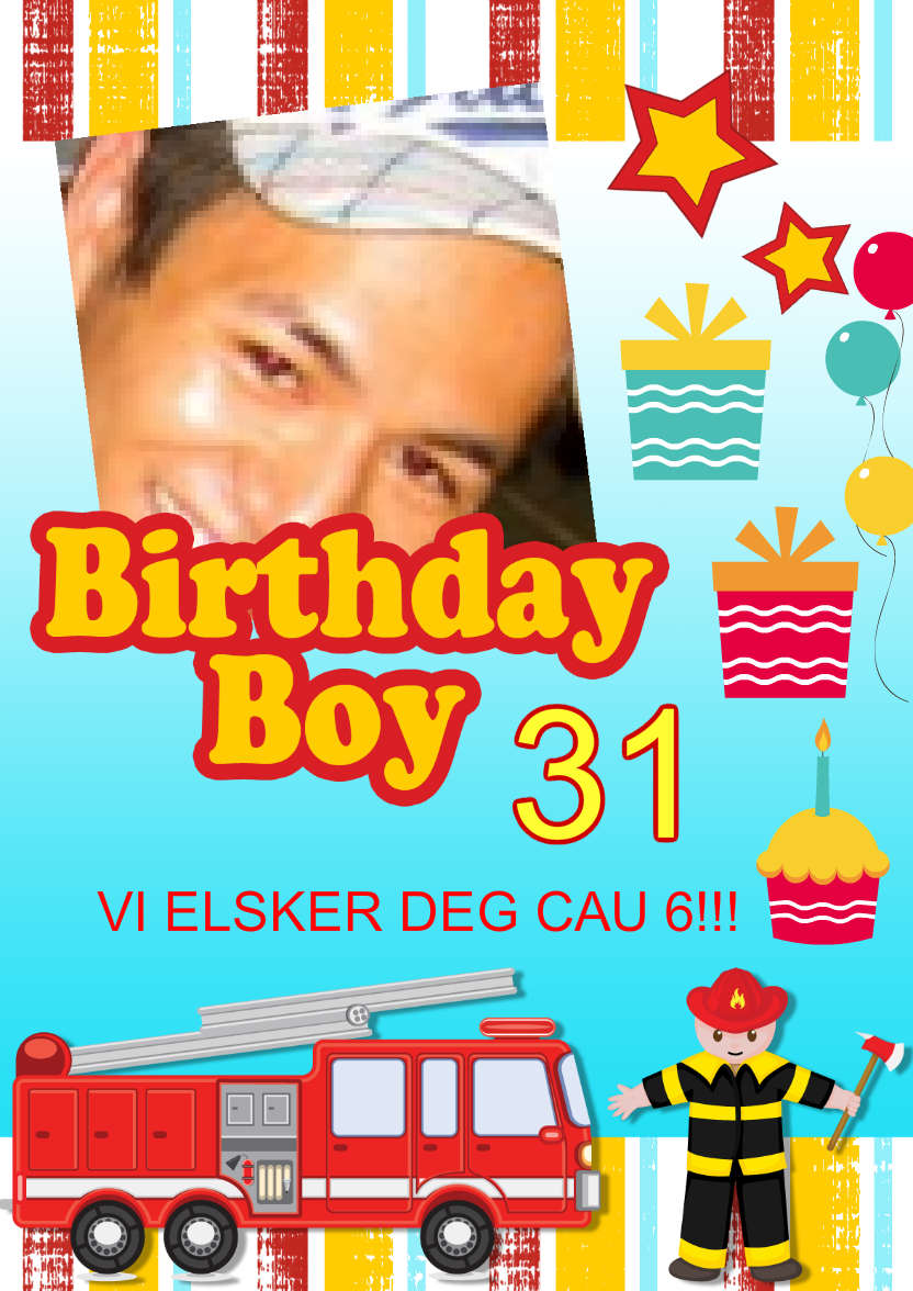 Fire Fighter Birthday Photo Card - card made with Crafty Bob's Card Creator
