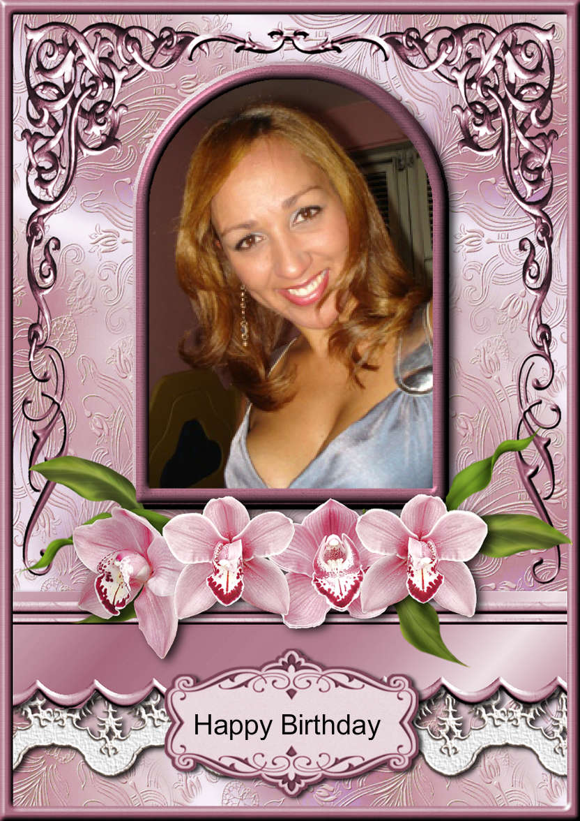 Pink Orchids Arched Frame Card - card made with Crafty Bob's Card Creator