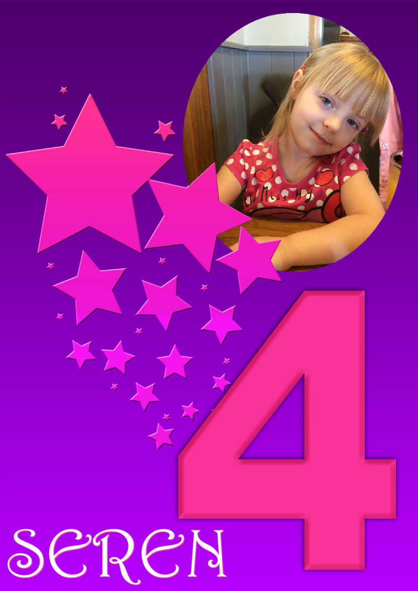 Stars Age 4 Girls Photo Card - card made with Crafty Bob's Card Creator