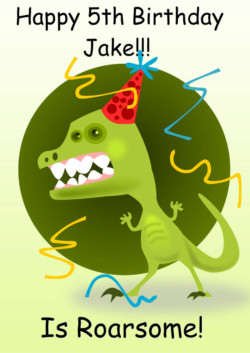 Roarsome Birthday Card - card made with Crafty Bob's Card Creator