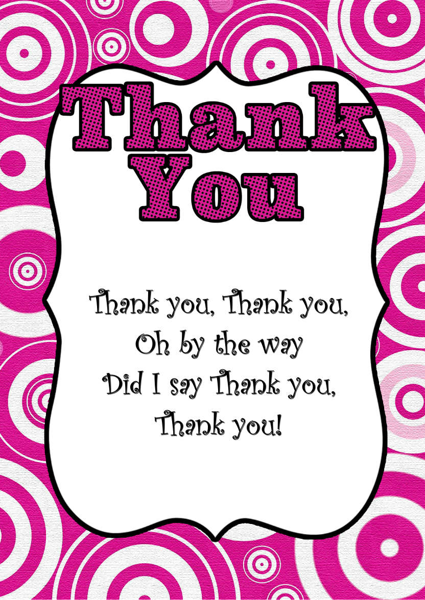 Retro Circles Thank You Card Front Pink - card made with Crafty Bob's Card Creator