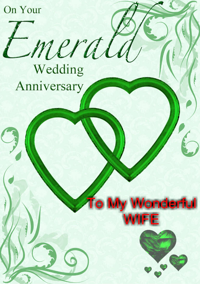 Emerald Wedding Anniversary Hearts Entwined Card - card made with Crafty Bob's Card Creator