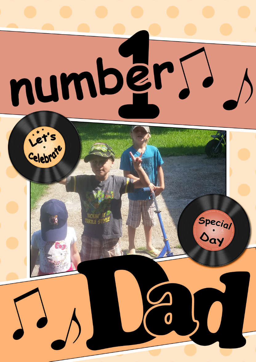 No 1 Dad Record Photo Upload Card - card made with Crafty Bob's Card Creator