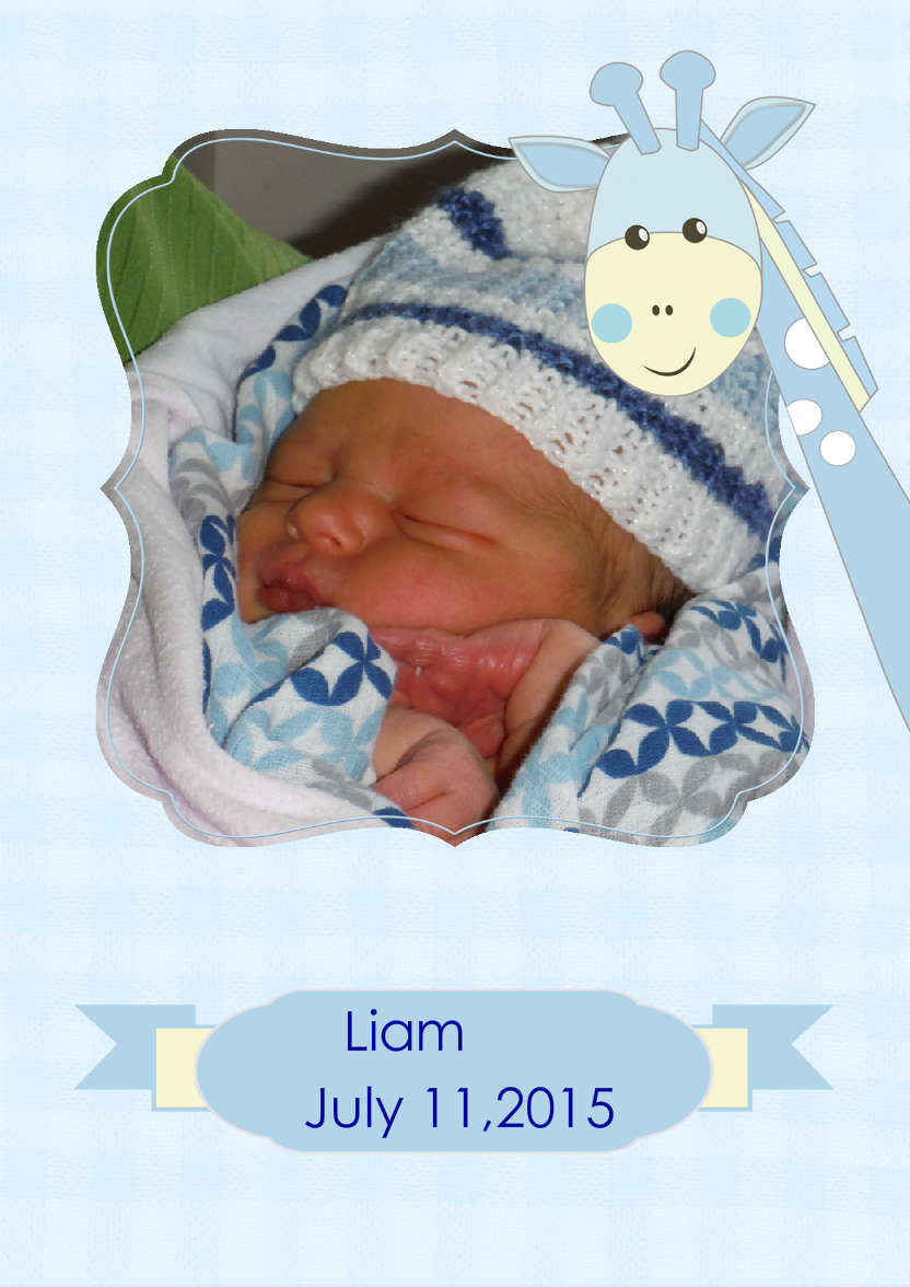 Baby Boy Giraffe Photo Card - card made with Crafty Bob's Card Creator