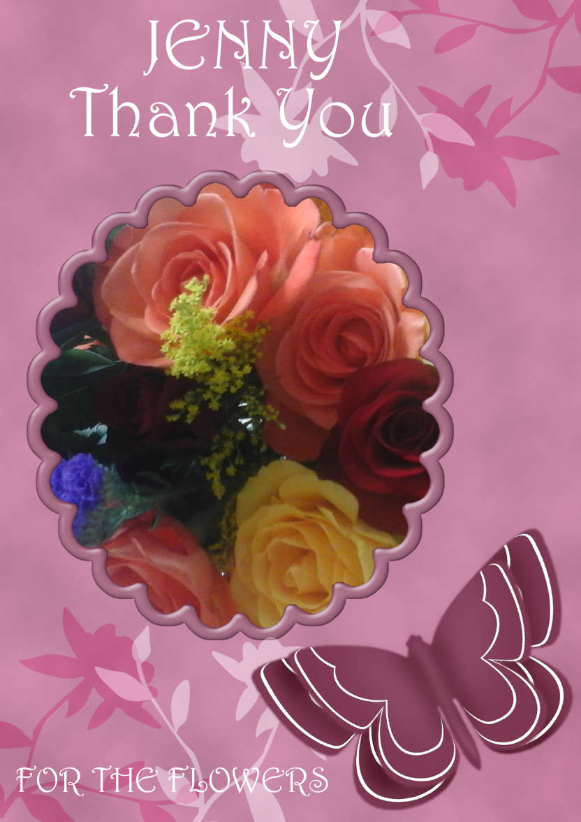 Thank You - Butterfly and Flowers - card made with Crafty Bob's Card Creator