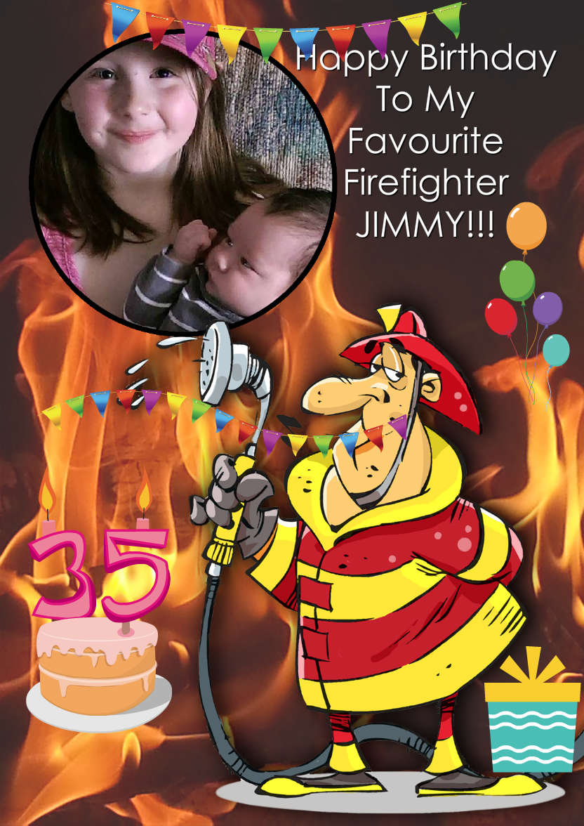 Favourite Fire Fighter Aperture Card - card made with Crafty Bob's Card Creator
