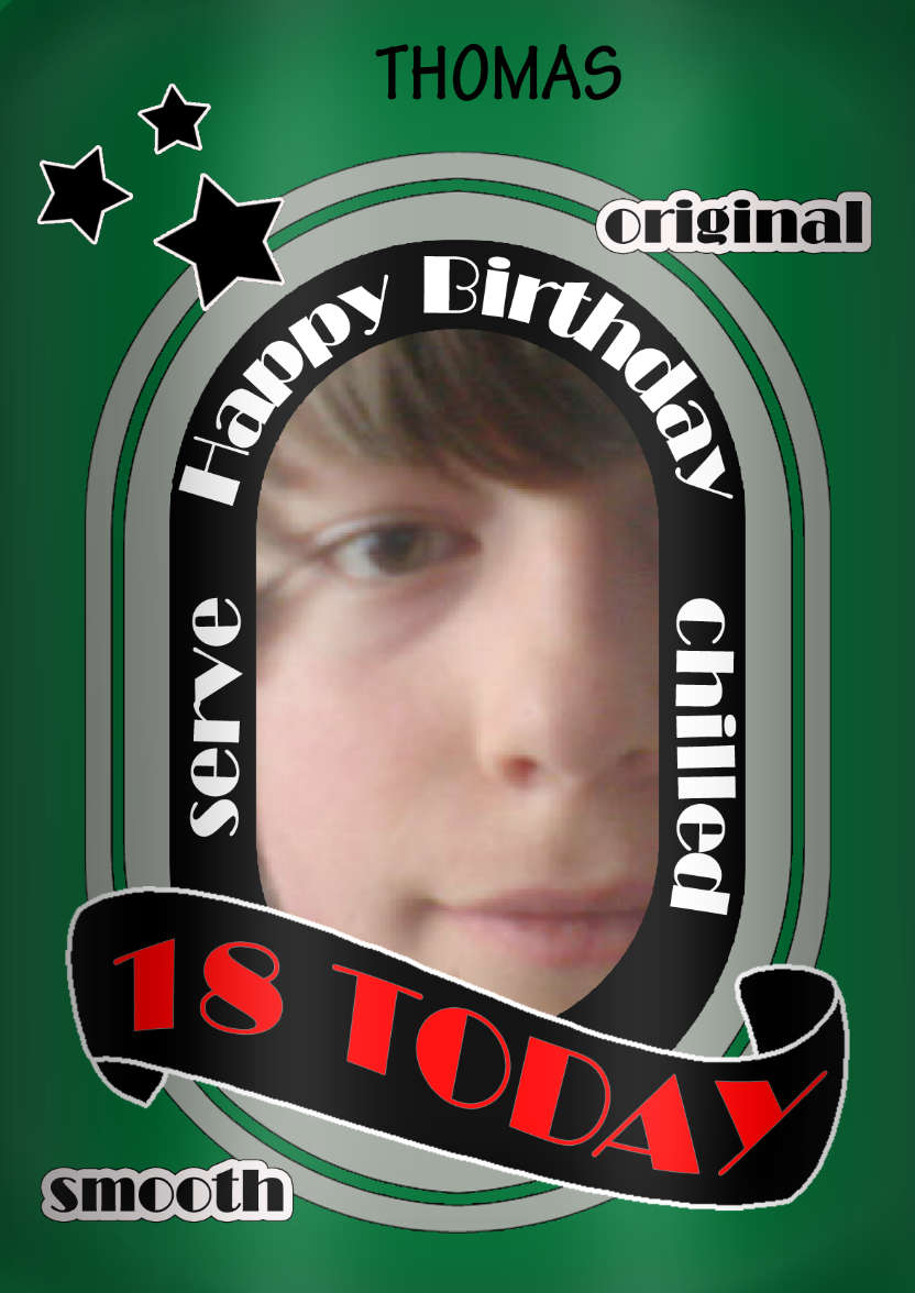 Beer Can 18th Birthday Photo Upload Card - card made with Crafty Bob's Card Creator