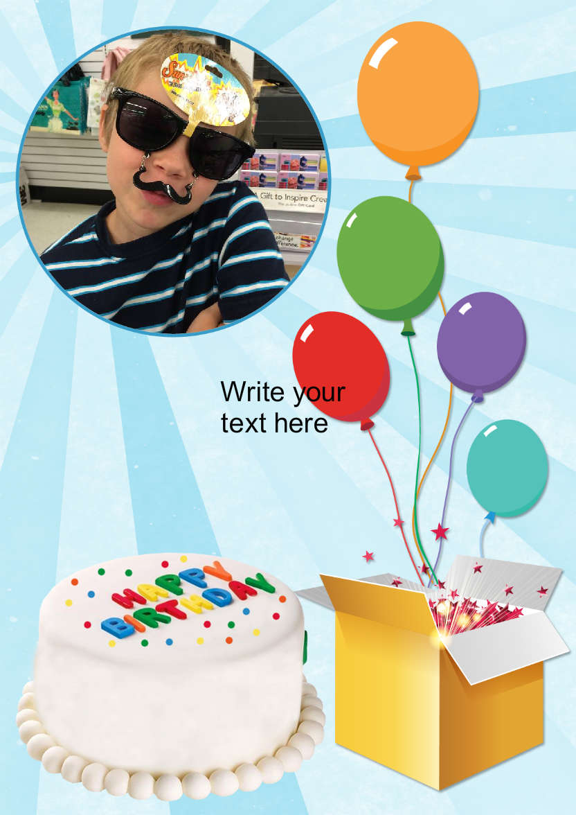 Birthday Surprise Photo Card - card made with Crafty Bob's Card Creator