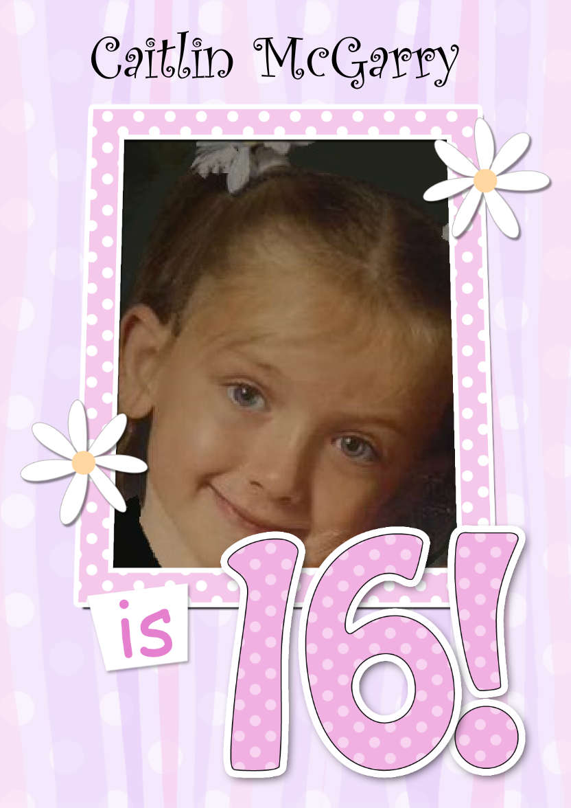 16th Birthday Stripes & Flowers Photo Upload Card - card made with Crafty Bob's Card Creator