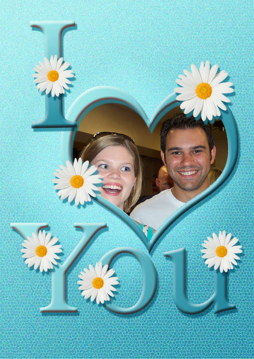 I Heart You - Aqua - Daisies - card made with Crafty Bob's Card Creator
