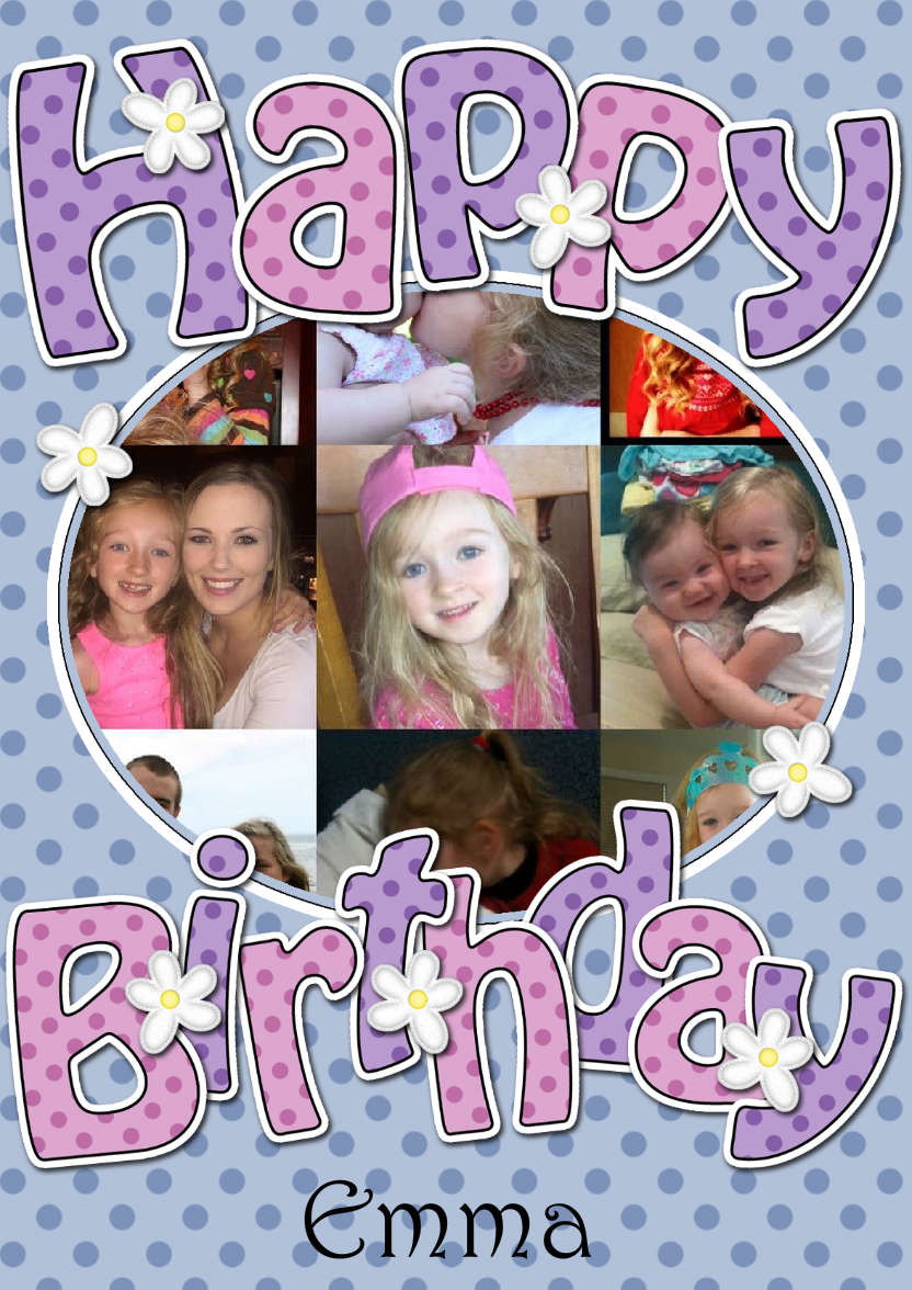 Birthday Dots & Flowers Photo Upload Card - card made with Crafty Bob's Card Creator
