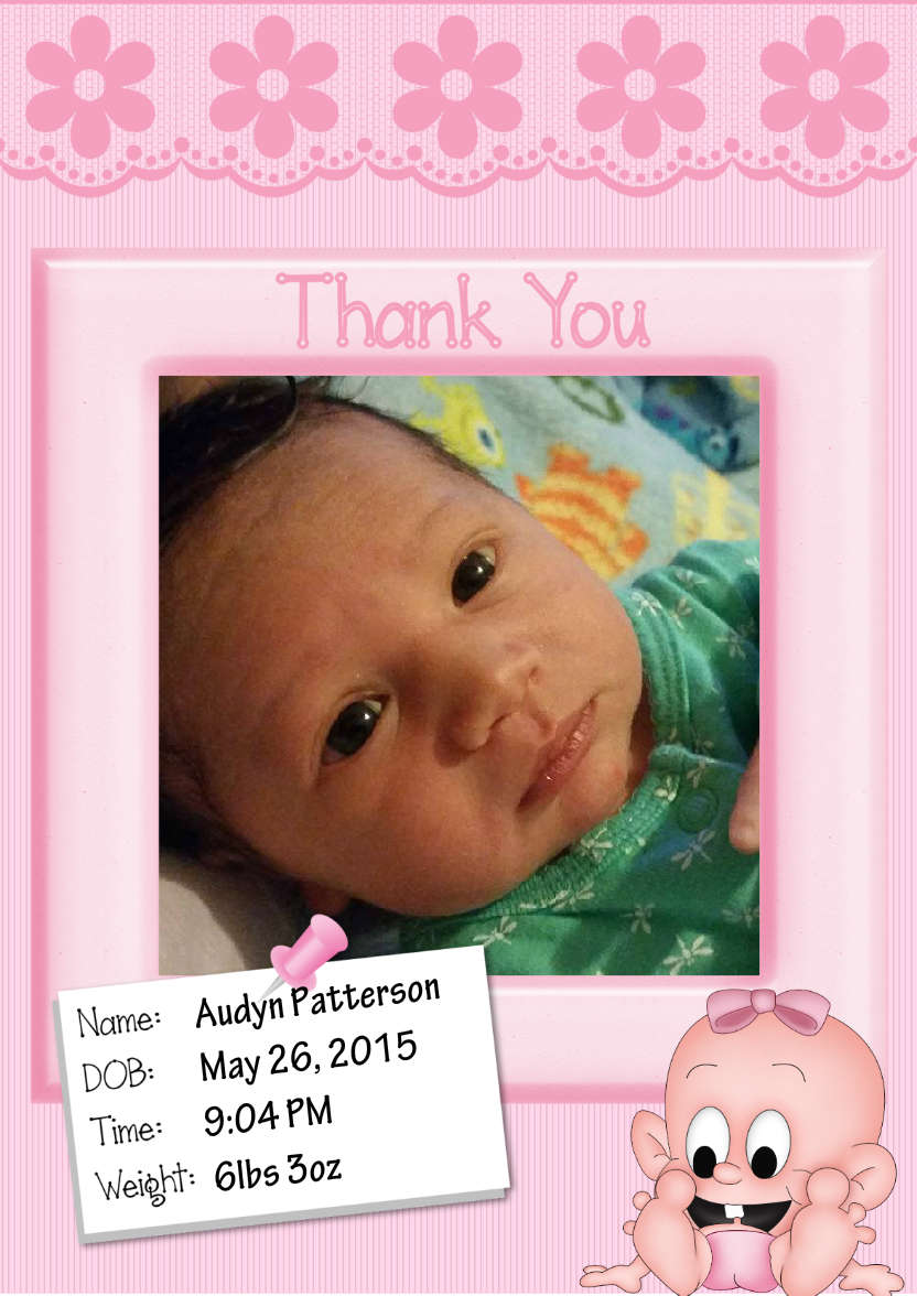 Baby Thank You Card - card made with Crafty Bob's Card Creator