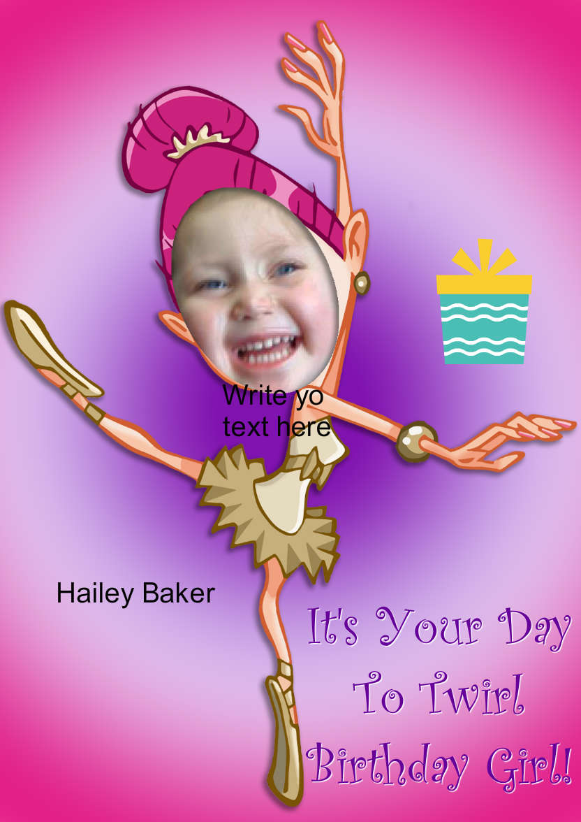 Birthday Ballerina Aperture Card - card made with Crafty Bob's Card Creator