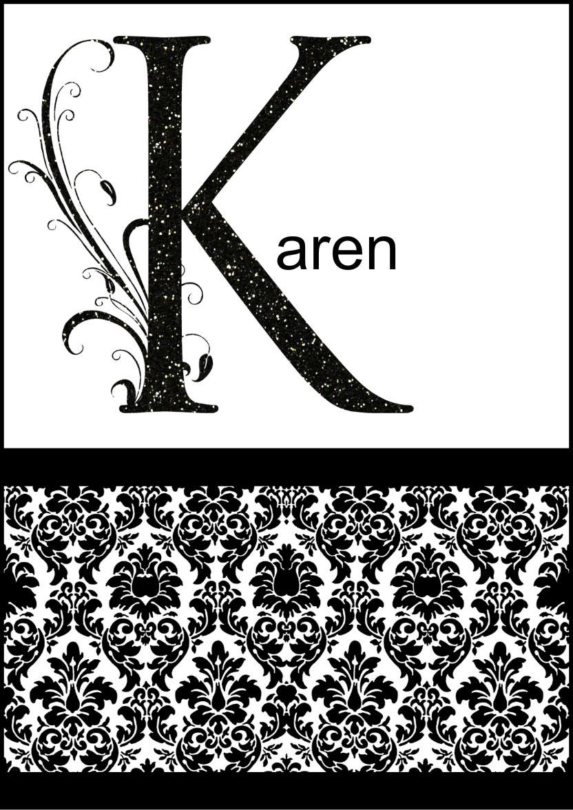 Damask Monogram Letter K Card - card made with Crafty Bob's Card Creator