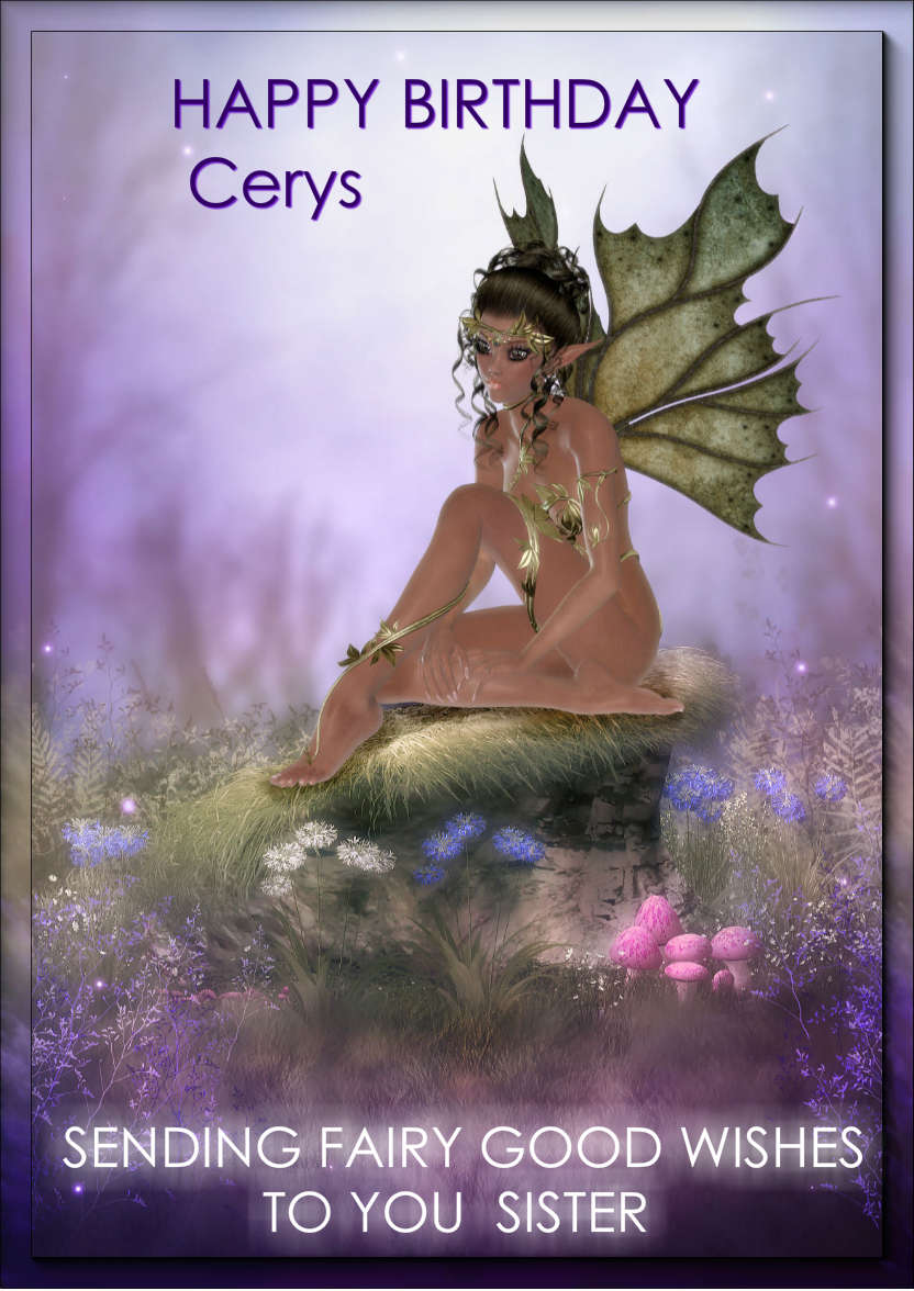 Thoughtful Fairy on a Hill - card made with Crafty Bob's Card Creator