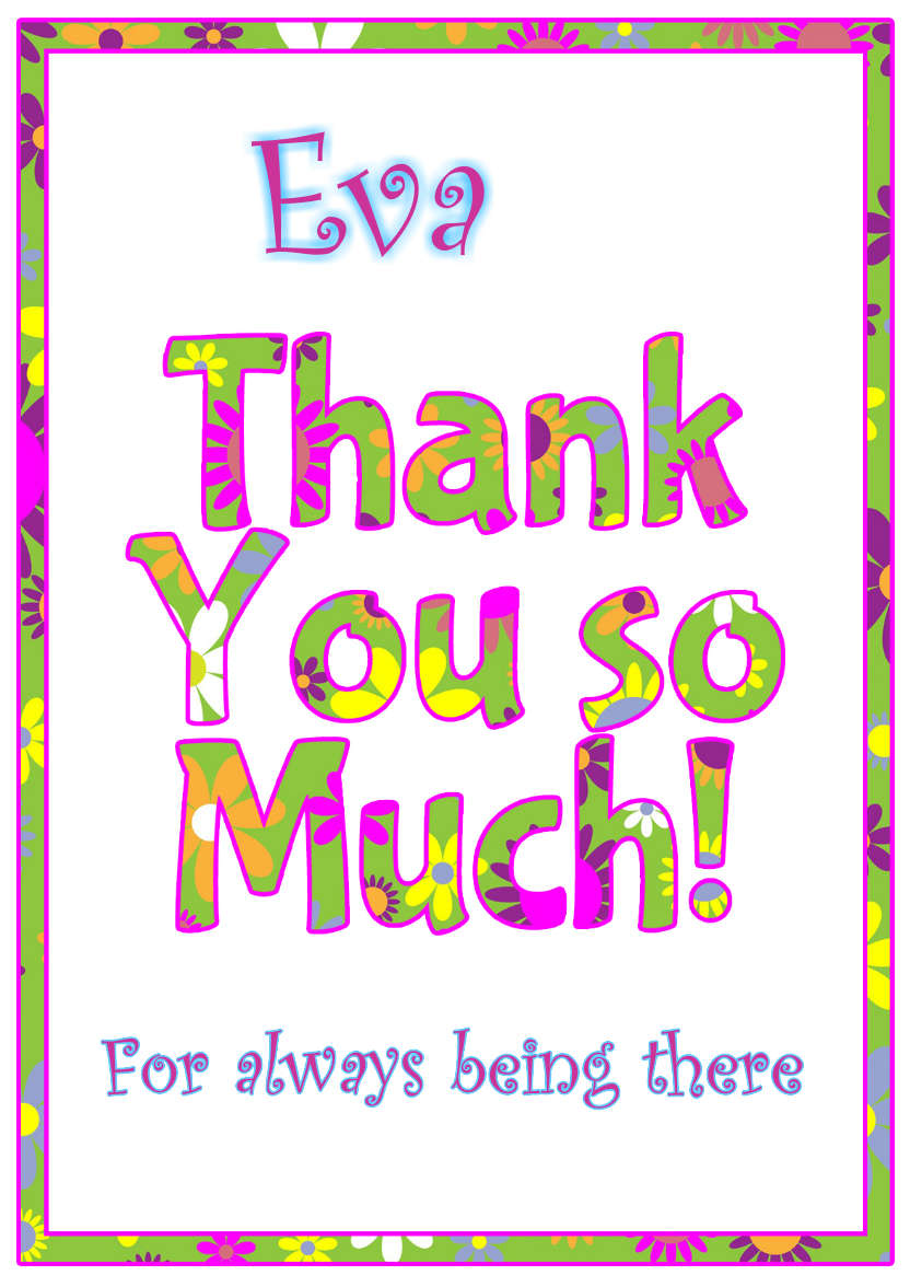 Thank You Floral Word Art Card Front - card made with Crafty Bob's Card Creator