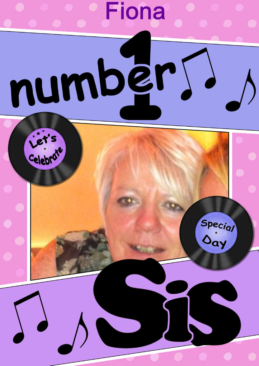 No 1 Sis Record Photo Upload Card - card made with Crafty Bob's Card Creator