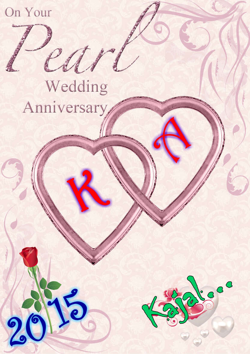 Pearl Wedding Anniversary Hearts Entwined Card - card made with Crafty Bob's Card Creator