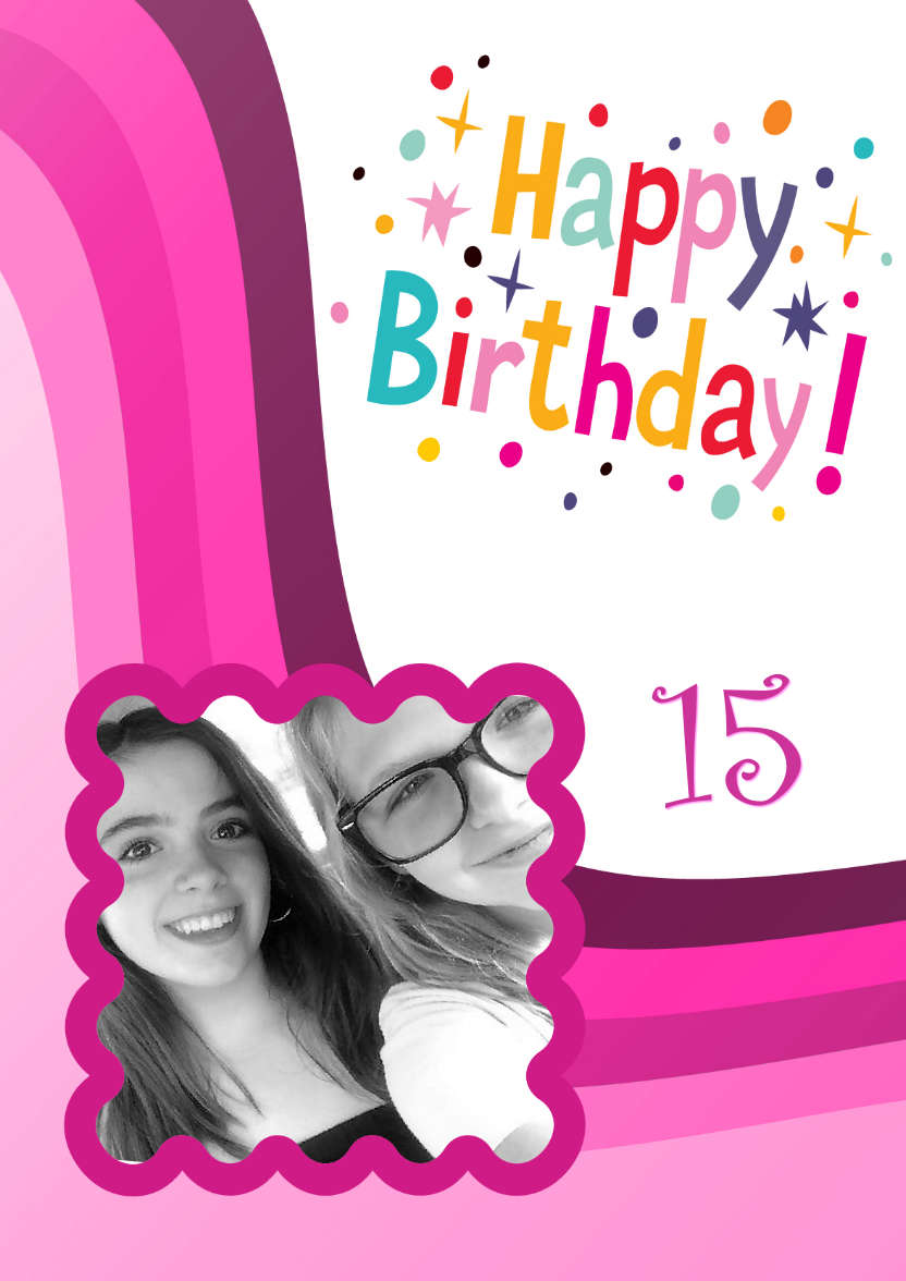Pink Birthday Wave Card Front - card made with Crafty Bob's Card Creator