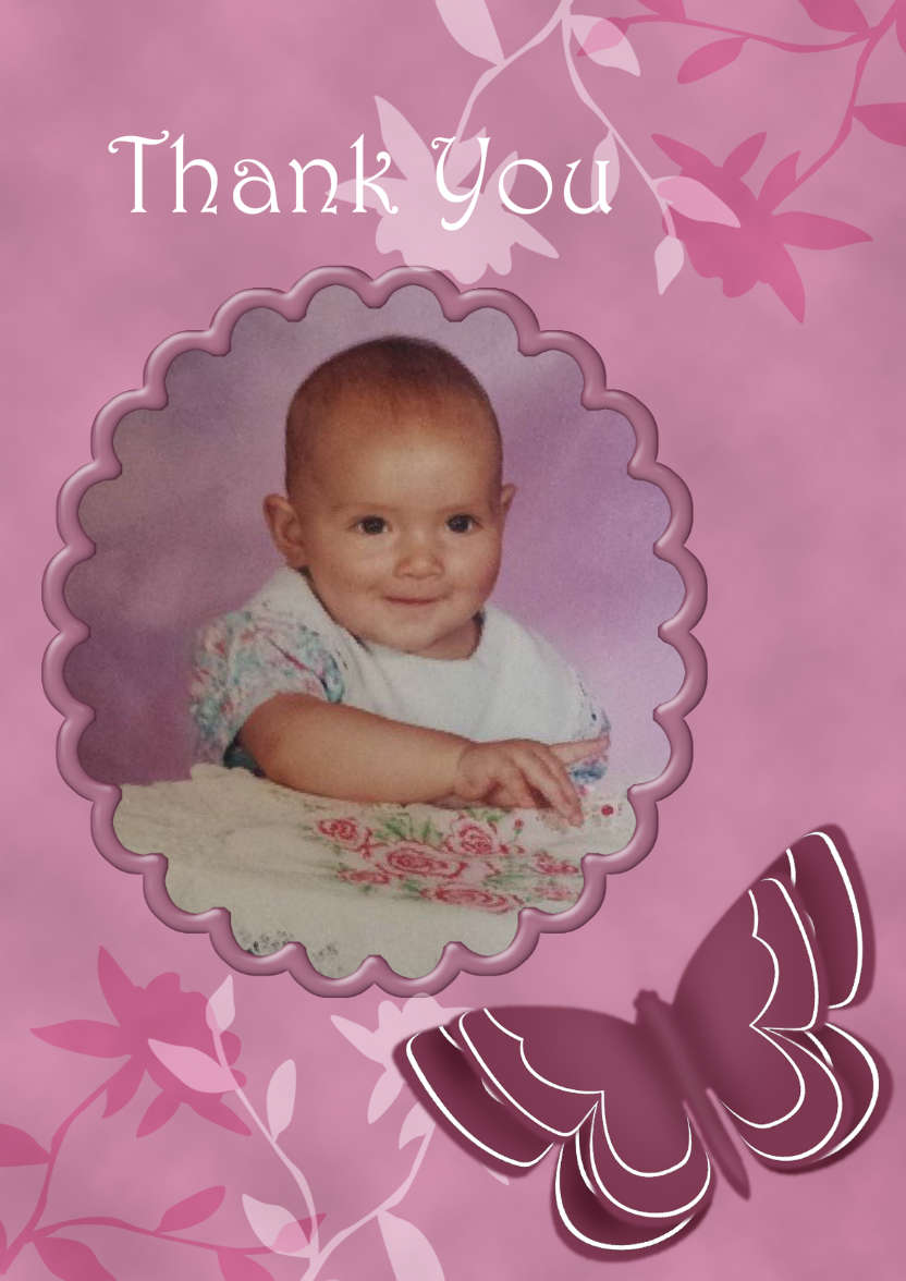 Thank You - Butterfly and Flowers - card made with Crafty Bob's Card Creator