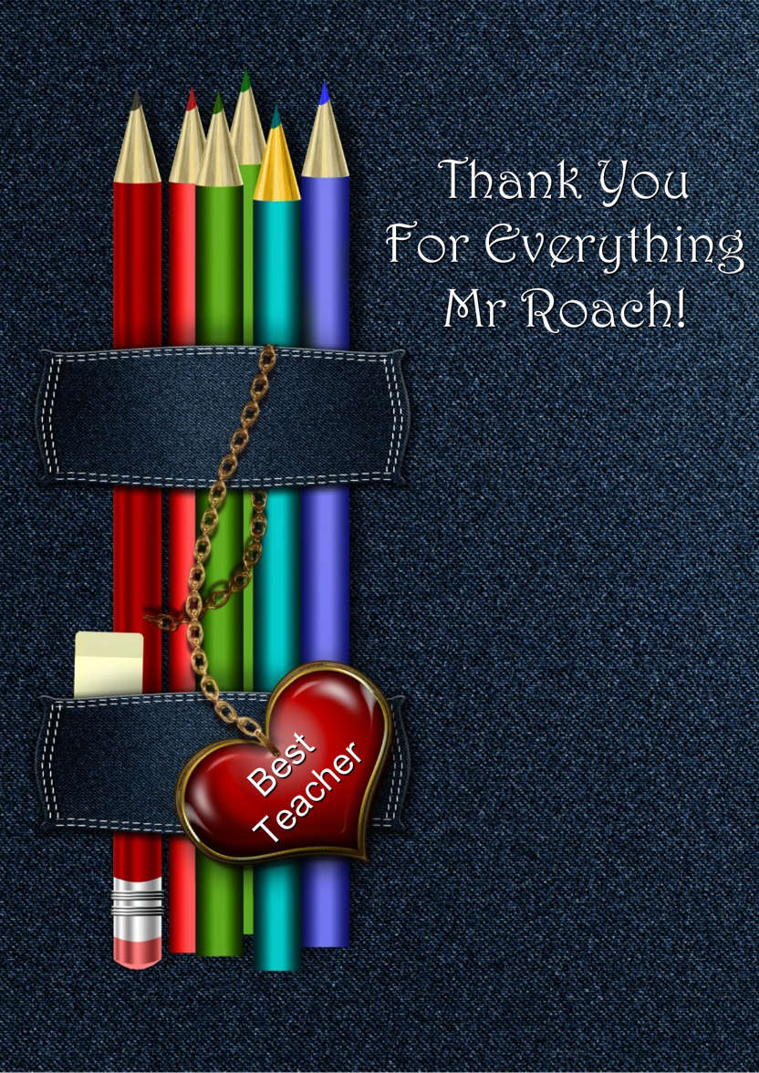 Jeans and Pencils Thank You Teacher Card - card made with Crafty Bob's Card Creator