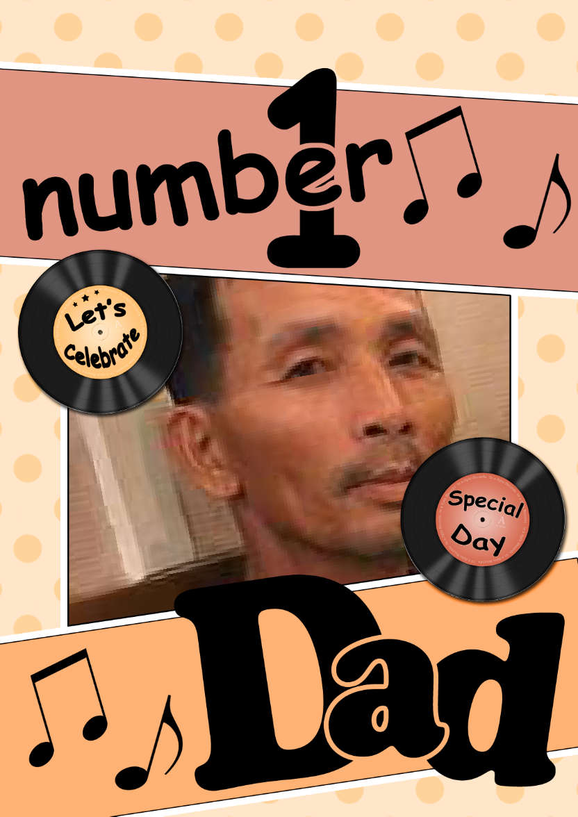 No 1 Dad Record Photo Upload Card - card made with Crafty Bob's Card Creator