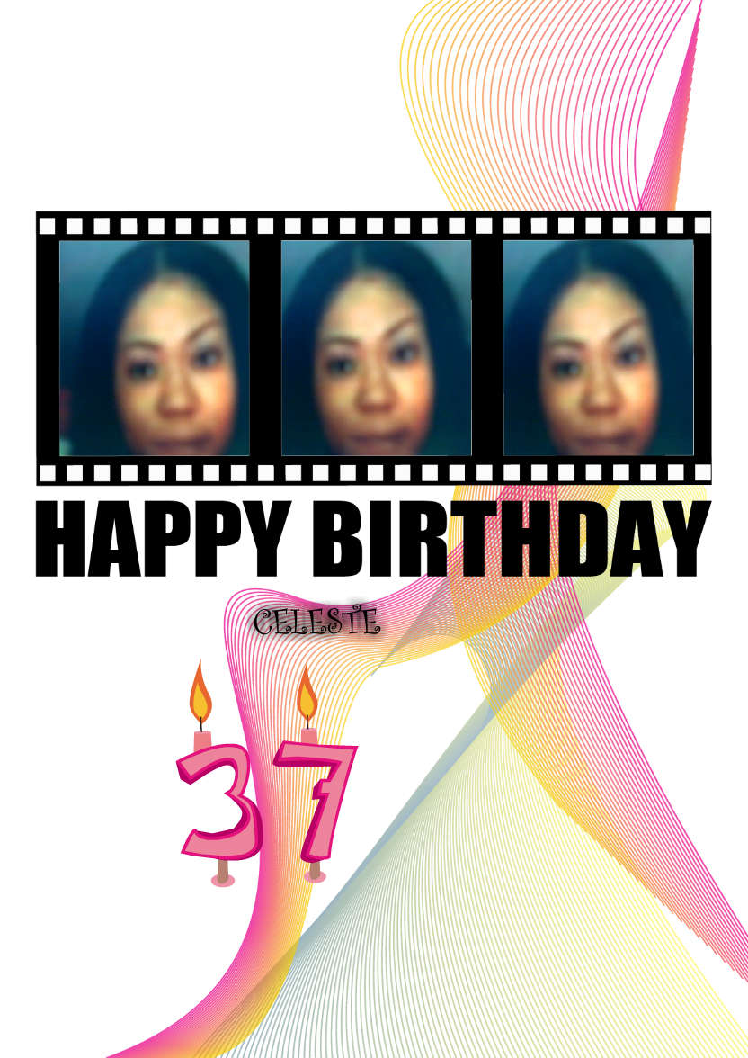 Filmstrip Birthday Aperture Card Pink - card made with Crafty Bob's Card Creator
