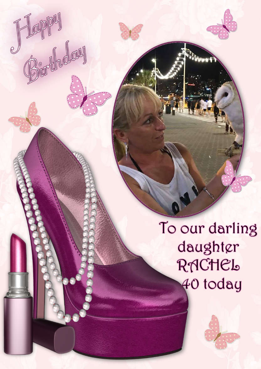 Magenta Shoe - Birthday Card - card made with Crafty Bob's Card Creator