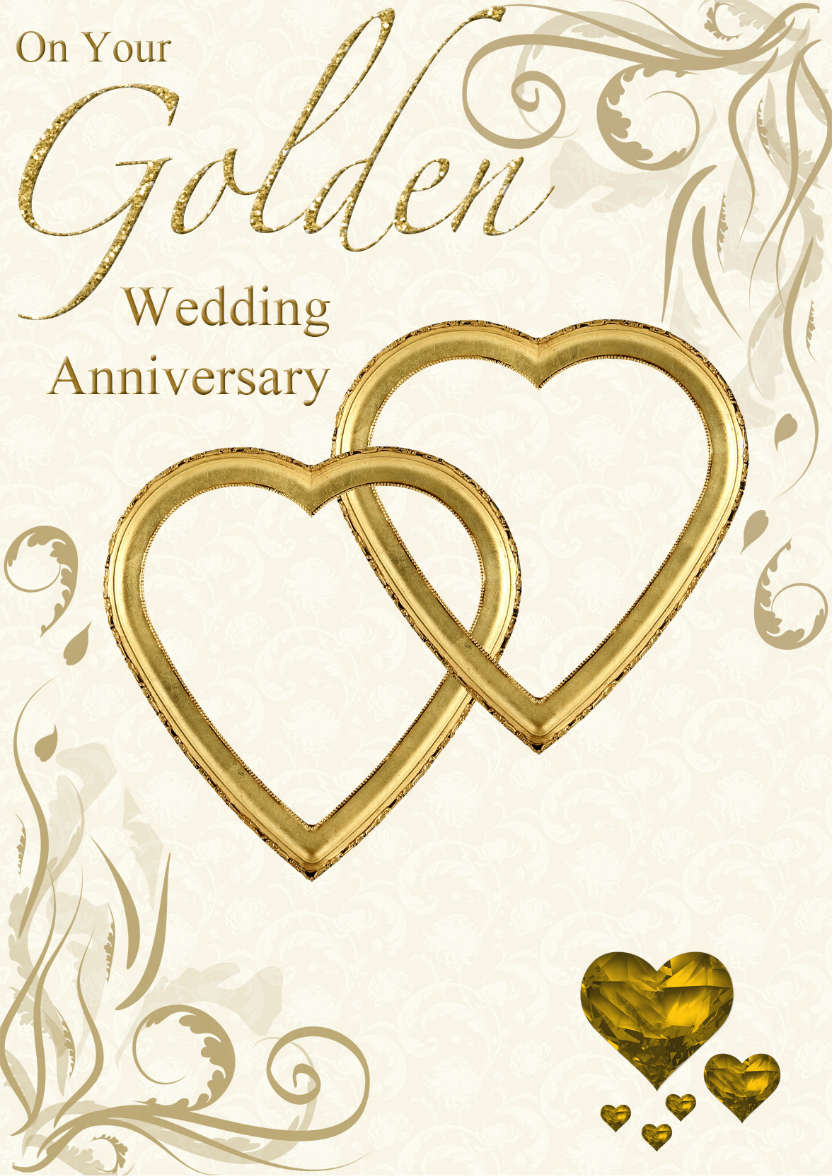 Golden Wedding Anniversary Hearts Entwined Card - card made with Crafty Bob's Card Creator