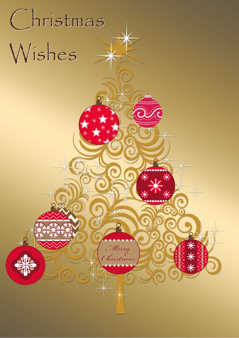 Gold Swirly Christmas Tree - card made with Crafty Bob's Card Creator