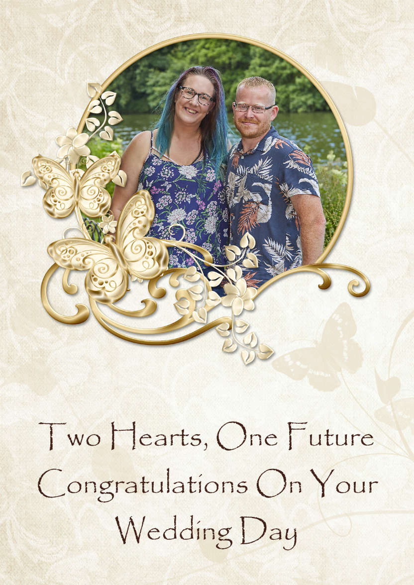 Gold Butterfly Aperture Photo Card - card made with Crafty Bob's Card Creator