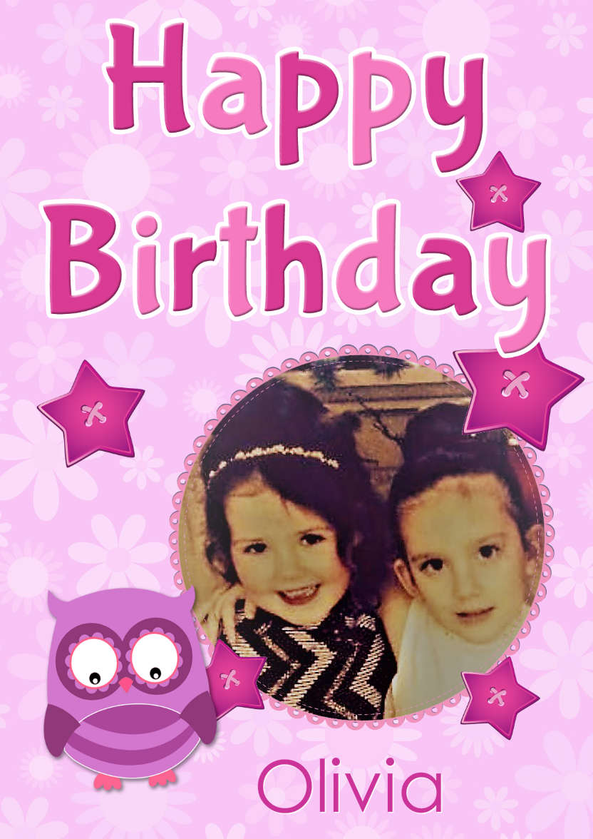 Happy Birthday Owl Photo Card - card made with Crafty Bob's Card Creator