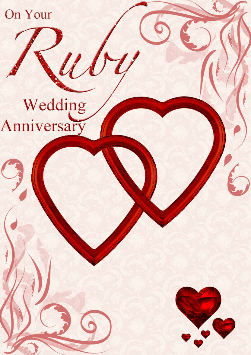 Ruby Wedding Anniversary Hearts Entwined Card - card made with Crafty Bob's Card Creator