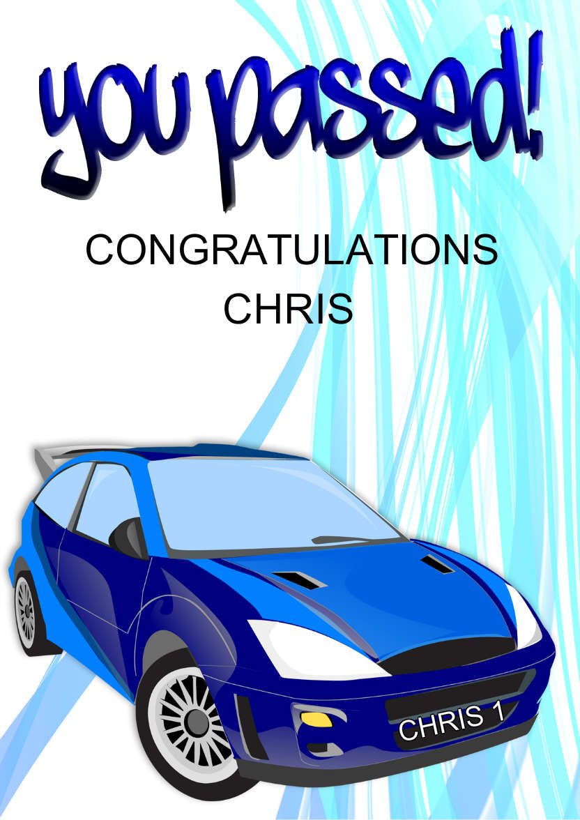 You Passed! Blue - card made with Crafty Bob's Card Creator