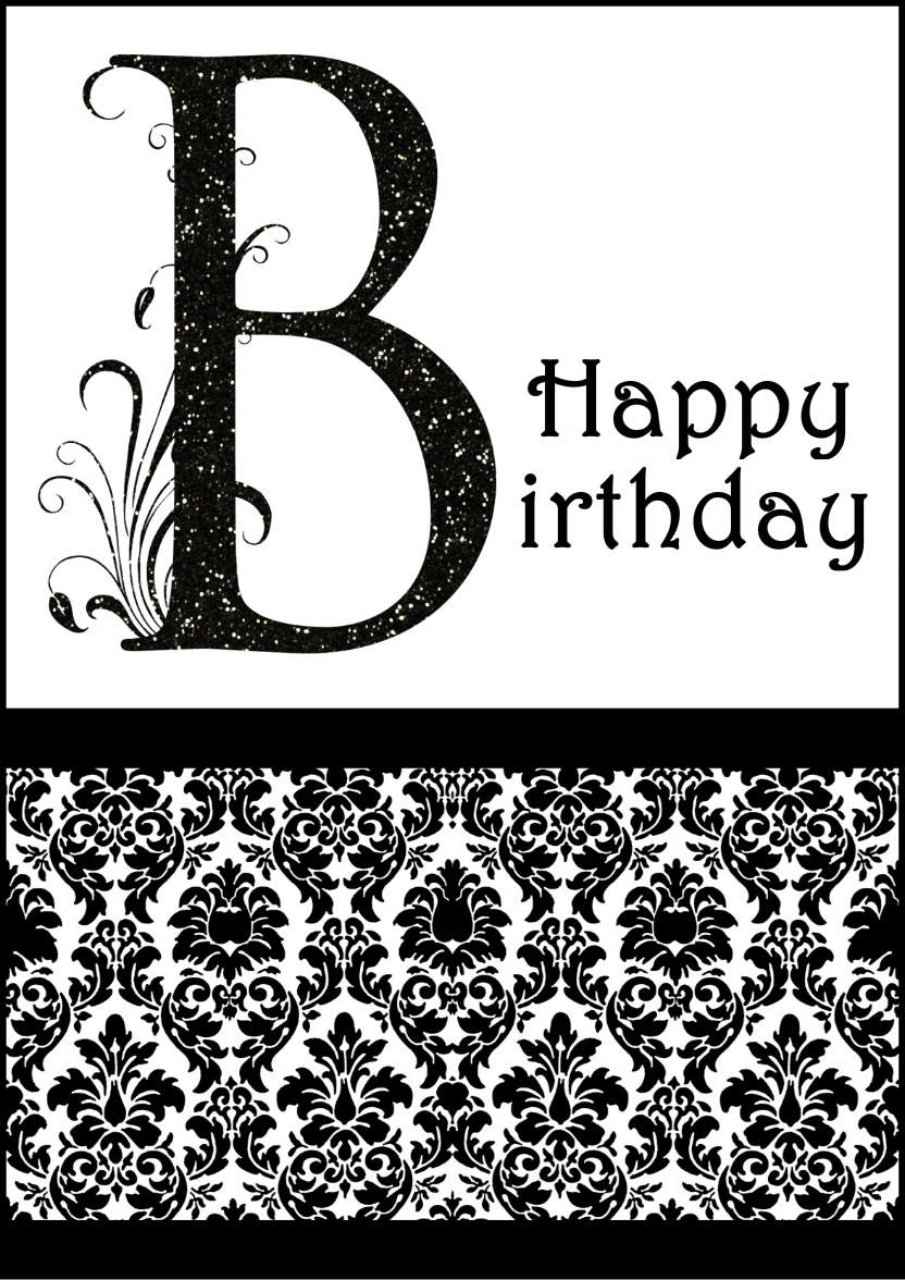 Damask Monogram Letter B Card - card made with Crafty Bob's Card Creator