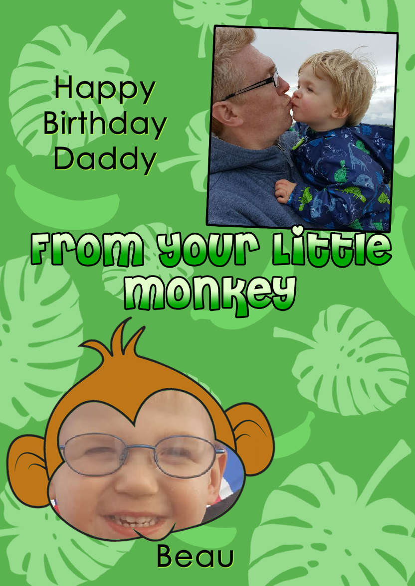 Little Monkey Photo Card - card made with Crafty Bob's Card Creator