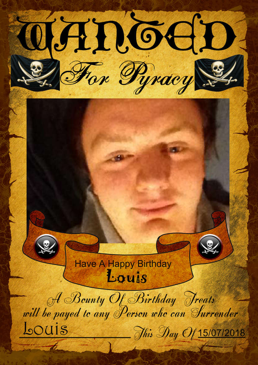 Fun Male Wanted Poster Birthday Card, Photo - card made with Crafty Bob's Card Creator