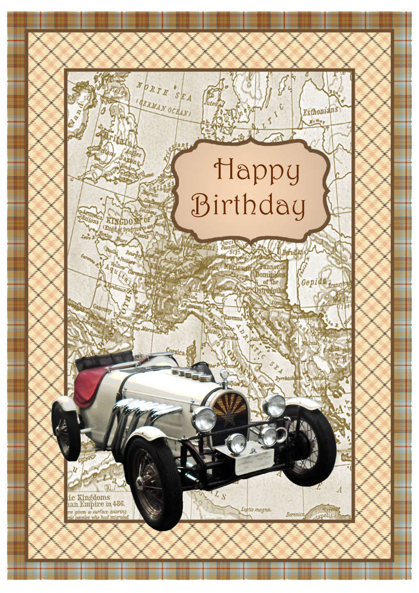 Sporty Vintage Car - card made with Crafty Bob's Card Creator