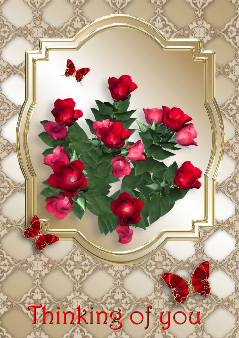 Red Flowers on Gold - card made with Crafty Bob's Card Creator