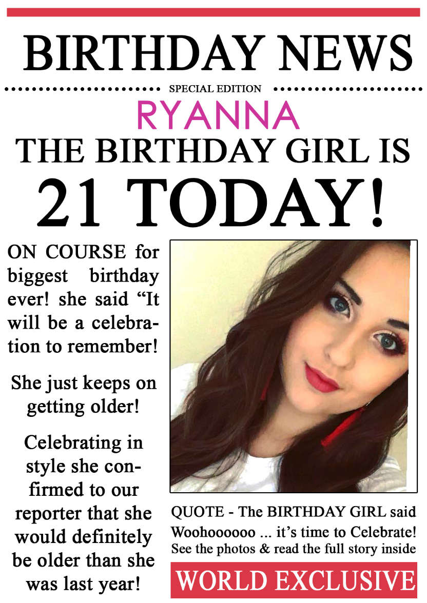 21 Today Birthday News Photo Upload Card - card made with Crafty Bob's Card Creator
