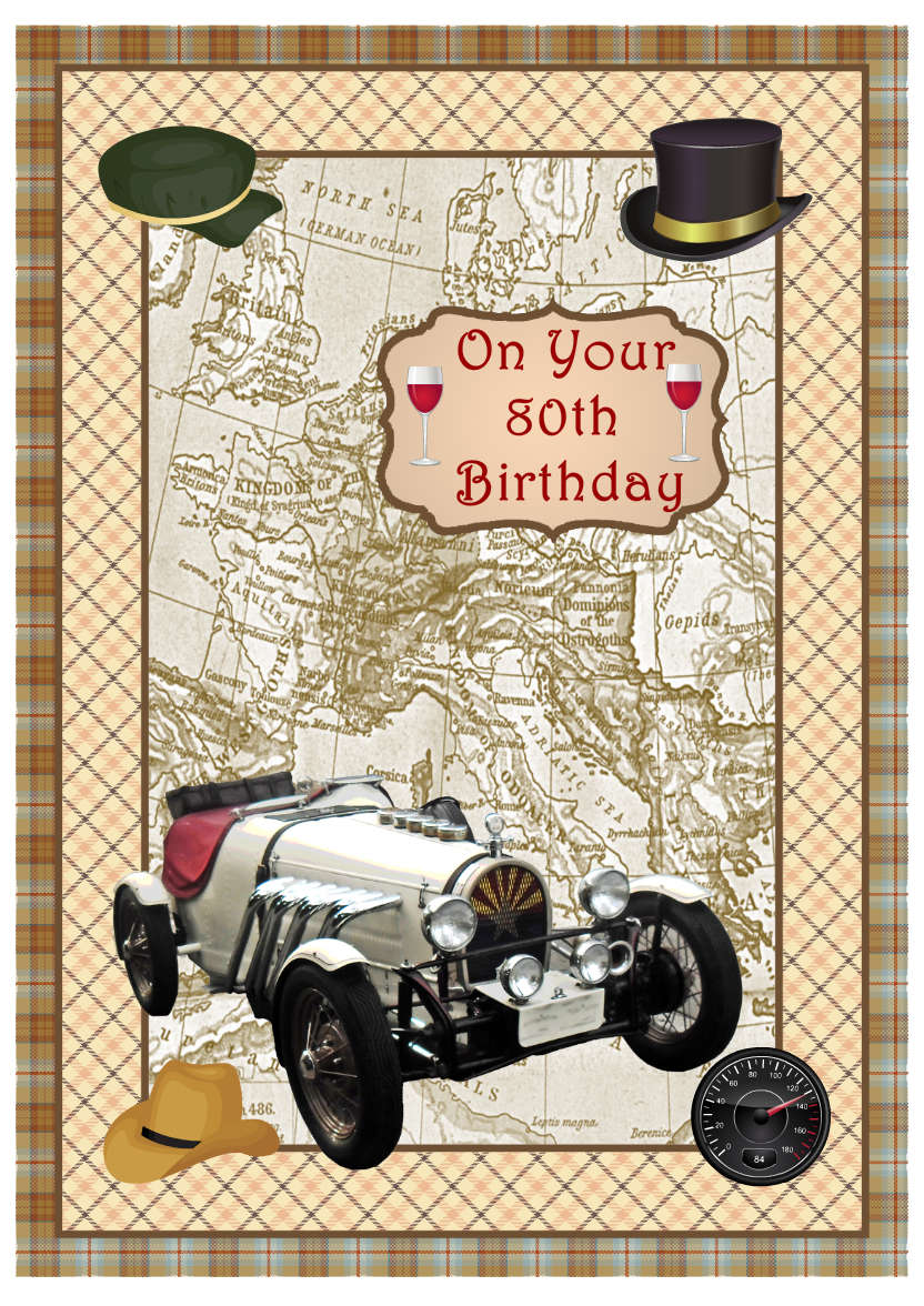 Sporty Vintage Car - card made with Crafty Bob's Card Creator