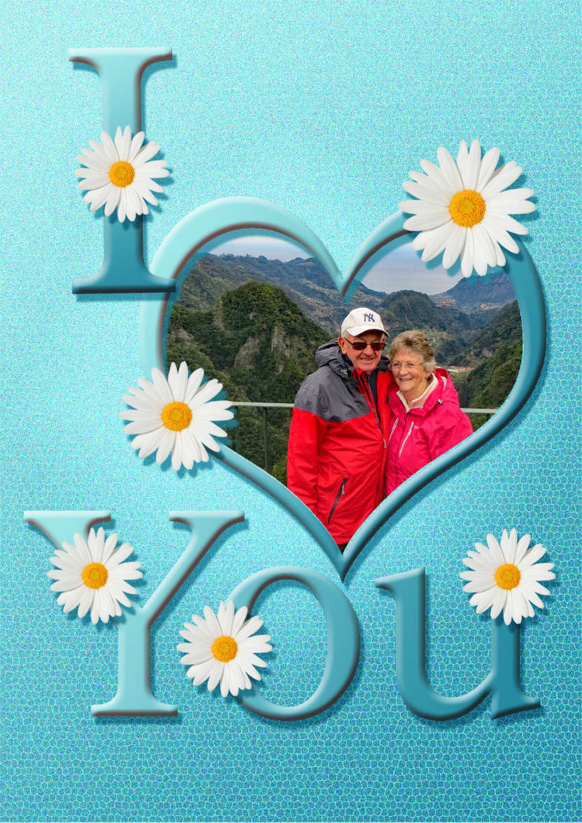 I Heart You - Aqua - Daisies - card made with Crafty Bob's Card Creator