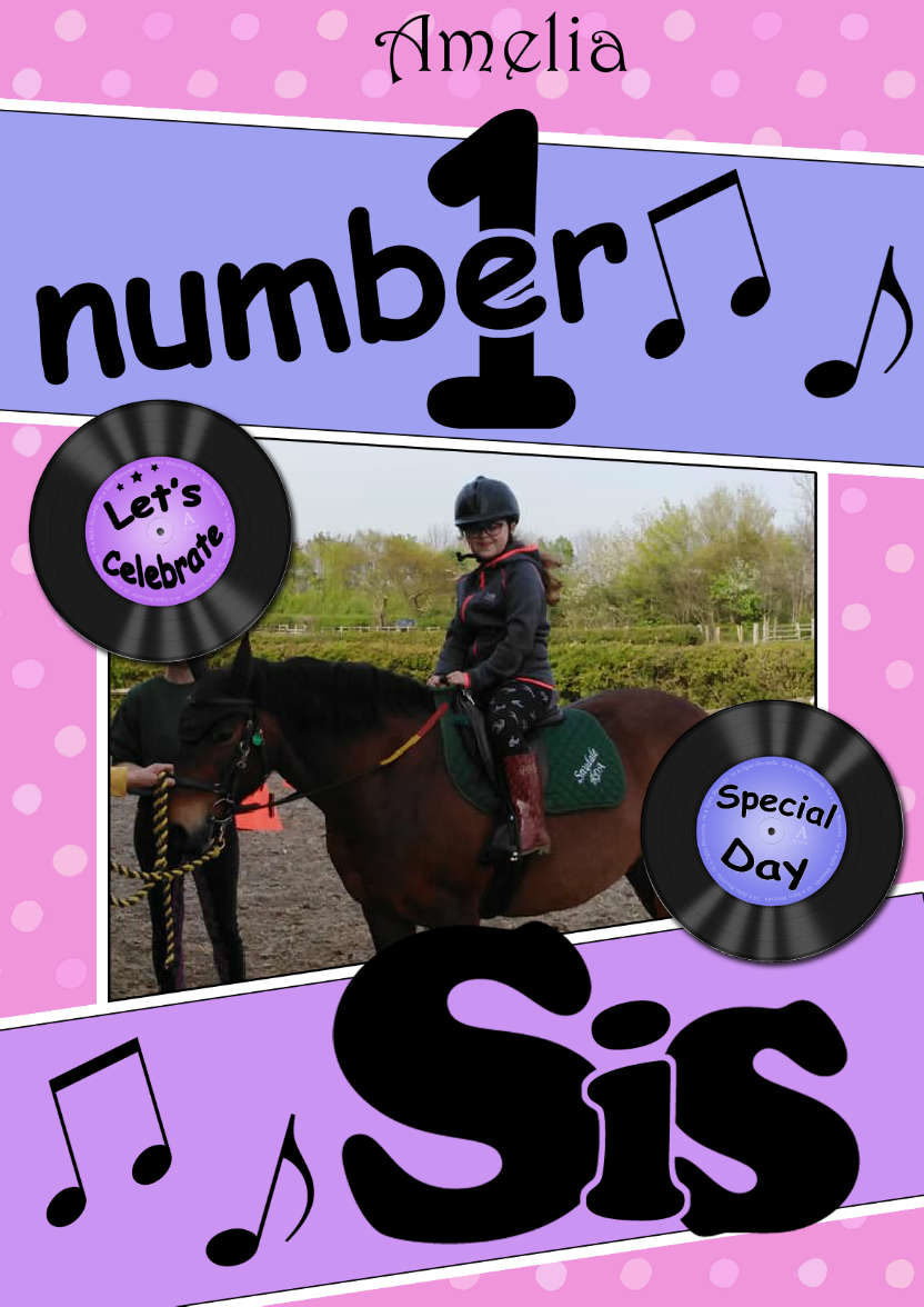 No 1 Sis Record Photo Upload Card - card made with Crafty Bob's Card Creator