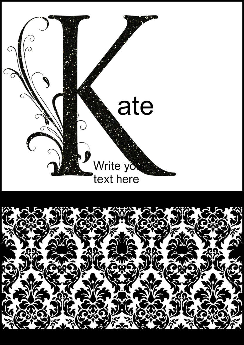 Damask Monogram Letter K Card - card made with Crafty Bob's Card Creator