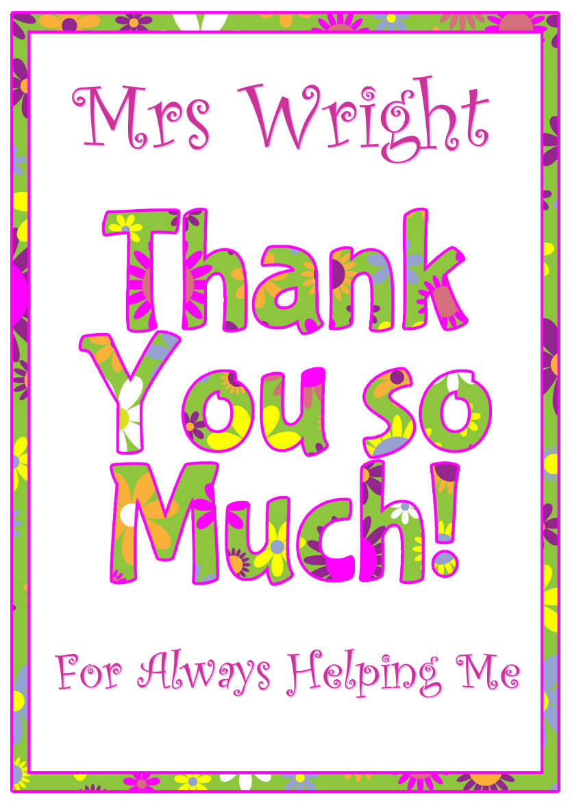 Thank You Floral Word Art Card Front - card made with Crafty Bob's Card Creator