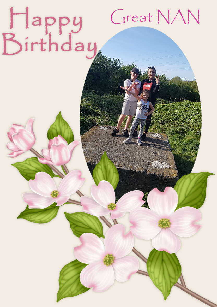 Birthday - Dogwood Flowers - card made with Crafty Bob's Card Creator
